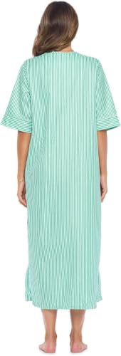 Image of Casual Nights Women's Zip Front Woven House Dress | 3 /4 Sleeves Housecoat Long Duster Lounger