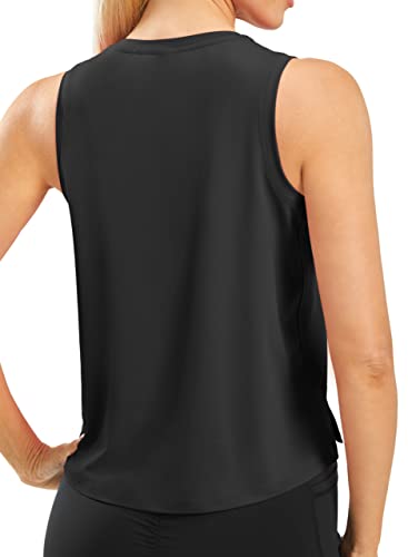 JOYSPELS Ice Silk Crop Workout Tank Tops for Women Cool-Dry Sleeveless Loose Fit Yoga Shirts3