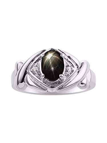 Bague saphir noir véritable RYLOS sublimez votre style quotidien avec un diamant chic