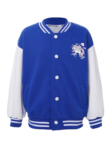 Yeahdor Girls Boys Baseball Jacket Kids Sweatshirts Long Sleeve Cartoon Print Coat Outwear Sports Skateboarding Top