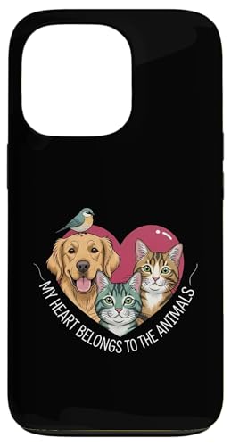 My Heart Belongs To The Animals Dog Cat Bird Pet Lover �X�}�z�P�[�X iPhone 13 Pro �p