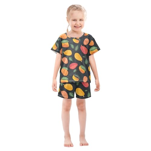 ALAZA Color Mango Leaf Pajamas Short Sleeve 2 Piece Sleepwear Top and Bottom Pajama Set Unisex3