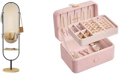 SONGMICS Full-Length Floor Mirror, Jewelry Box, Travel Jewelry Case, ULFM007Y01 and UJBC166R02