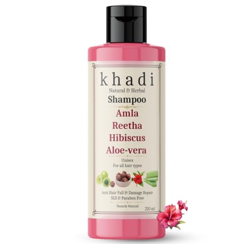 Image of Khadi Amla Reetha Hibiscus Aloe Vera Anti Hair Fall & Damage Repair Shampoo | Khadi Natural Shampoo for Women & Men | Sulfate, SLS & Paraben Free 210 ml