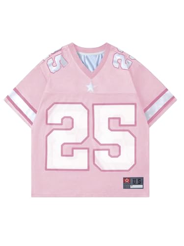 SHENHE Men's Football Jersey V Neck Short Sleeve Graphic Oversized Tee Practice Jersey Shirt