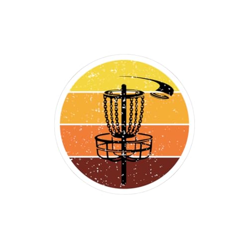 Retro Disc Golf Sticker - Vintage Basket Chain Vinyl Decal