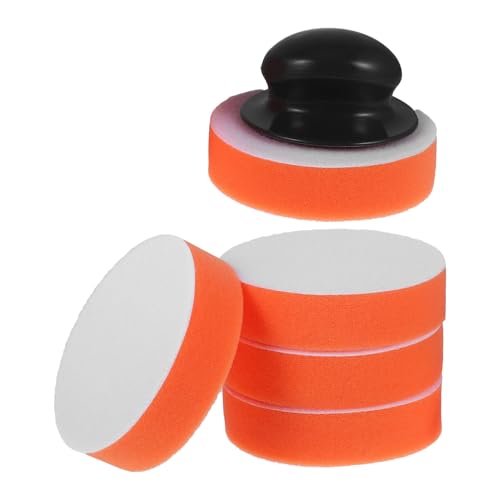 HANABASS Juego de Almohadillas de Pulido y Encerado Manual para Coches Esponjas de Pulir de 4 Pulgadas con Mango Ergonómico Kit de 6 Piezas 1 Mango 5 Esponjas Aplicador de Cera para