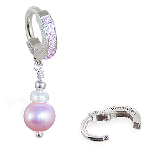 Freshwater pearls and CZ's On TummyToysÂ® Belly Button Ring Sexy in a snap navel jewelry navel Handmade Belly button