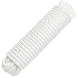 PerkHomy 40 ft 3/8 inch (10mm) Polyester Rope (Nylon - Like Durability) Poly Rope Flag Pole Clothes Line Camping Utility Good for Tie Pull Swing Climb Knot (White)