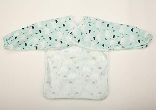 Sigzagor Baby Bib Sleeved Shirt With Pocket 1-3 years old Toddler Painting Drawing (Polar Bear)