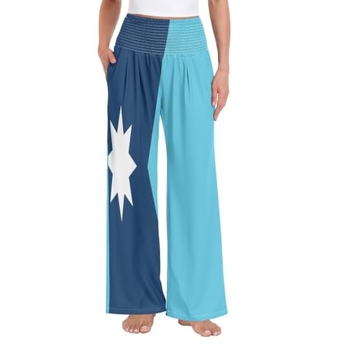 Pantalon de détente ample femme GuoChe fluide plage vacances motif drapeau Minnesota