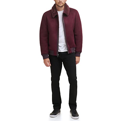 Image of DKNY Men's Faux Shearling Bomber Jacket With Faux Fur Collar