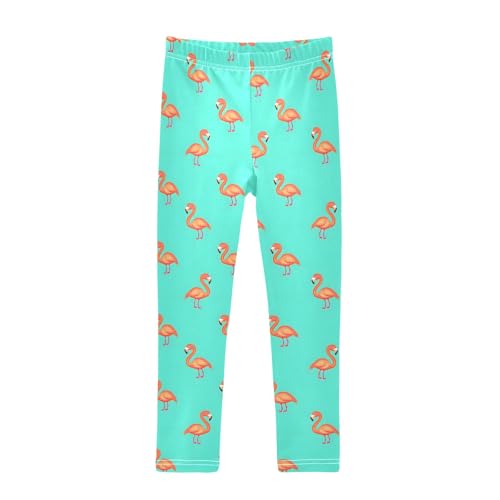 Lovely Simple Flamingo Girls Leggings Soft Comfortable Athletic Leggings Dancing Pants for 4-10 Years