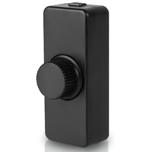 AXFEE LED-Dimmschalter, 1-Gang, 220 V-240 V, Phasenabschnitte, drehbarer Ein-/Aus-Inline-Dimmschalter, geeignet für Zuhause, 3–100 W, dimmbare LED, Halogenlampen, Decke, Glühlampe (schwarz)