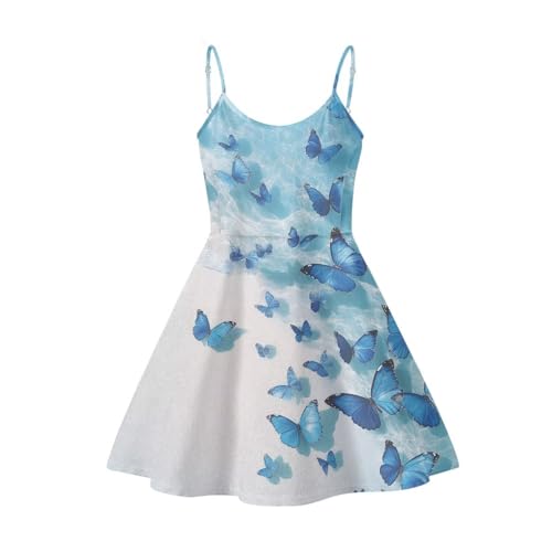 Image of Women's Spaghetti Strap Dress Summer Casual Swing Sundress Girls Beachwear Swing Mini Dress