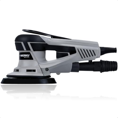 Werku WK403660, Lijadora Circular Rotorbital, Calidad Profesional, Motor Brushless, Potencia 350 W, Disco 150 mm, Órbita 8 mm, Incluye Disco Lijado y Manguera Aspiración