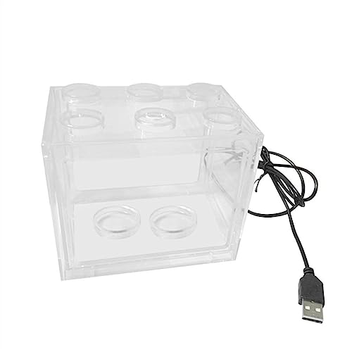 HASMI Réservoir de Poissons Acrylique USB Mini réservoir d'aquarium propagateur réservoir de Poissons avec lumière LED Bureau à Domicile Bureau décoratif Aquascape réservoir (Color : Transparent)