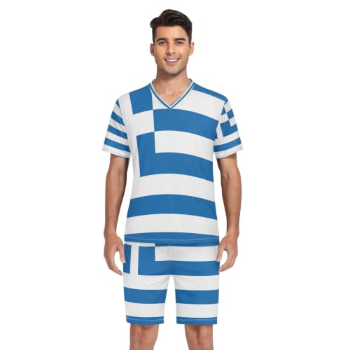 Camisas de pijama para hombre ideales para noches frescas con bandera de Grecia S 6