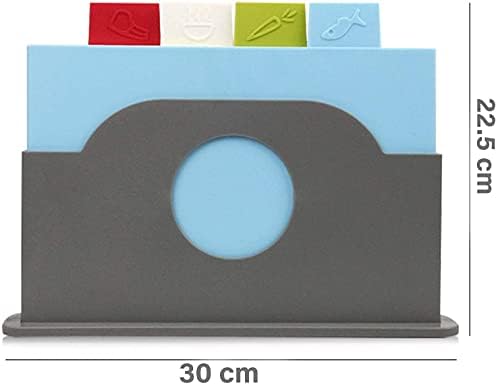 Ameha Chopping Board Sets  4Pcs Extra Thick Colour Coded Chopping Boards Plastic with Stand  Premium Quality Durable PP  Easy to Clean and Knife-Friendly  Prevents Food Cross Contamination