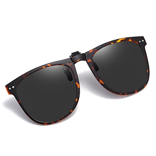 Polarized Clip On Sunglasses for Men Women Over Prescription Glasses Foldable UV400 with Portable Case