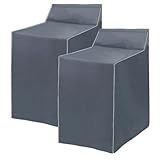 2Pack Washer and Dryer Covers, Portable Washer Cover with Zipper Design Dustproof & Waterproof & Anti-UV Laundry Covers, Washing Machine Cover Fit for Most Top Load Machine(Grey)