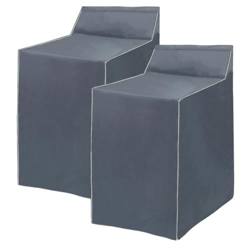 2Pack Washer and Dryer Covers, Portable Washer Cover with Zipper Design Dustproof & Waterproof & Anti-UV Laundry Covers, Washing Machine Cover Fit for Most Top Load Machine(Grey)