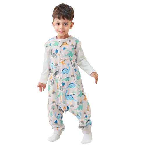 Image of WONDAY Toddler Sleep Sack with Feet, 0.5 Tog Sleeping Sacks for Walking with Legs 12-18 Months 2T 3T 4T 5T (Dino, 12-24 Months)