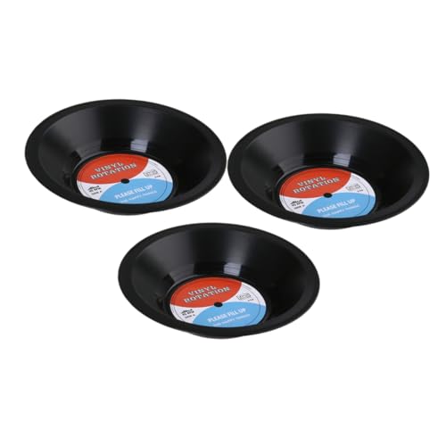 SOLUSTRE 3PCS Retro Vinyl Record Bowls Set for Appetizers and