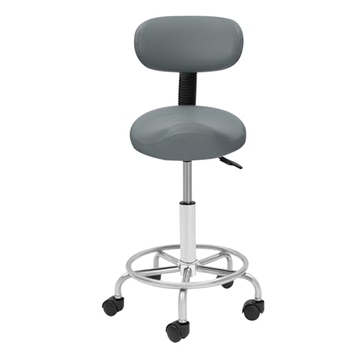 Taburete elevador para oficina, spa, silla con respaldo con ruedas, para sala de estudio, salón, peluquería, gris, 19 x 35 cm