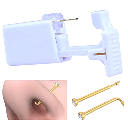 Firstomato 1PC Disposable Nose Piercing Gun Self Nose Piercing Kit Piercing Nose Rings Piercer Hypoallergenic 24K Real Gold Plated Nose Stud