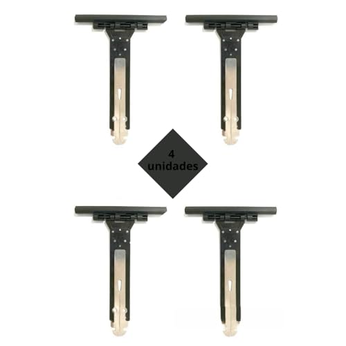 4 Flejes de Persiana de 15,5 cm | Soportes para Tirantes de Persianas Enrollables de Aluminio y PVC | Acero Inoxidable y Nylon Gris | Fleje de Seguridad de Unión de las Lamas de Persiana y el Eje
