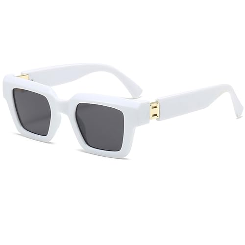 Image of Onrtry Fashion Square Sunglasses for Women Men Rectangle Thick Frame Sun Glasses 90s Designer Style Black Shades