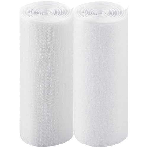 Image of ECOHomes (3 FT x 6 Inch) Strips with Adhesive for Fabric, White | No Sew, Stick On for Fabric, Sticky Back for Clothes, Curtains, Heavy Duty, Double Sided Hook and Loop Hem Tape Fasteners