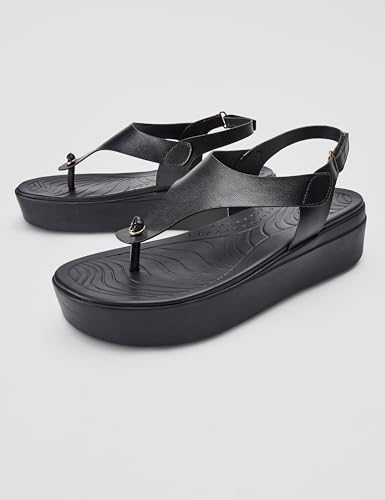 Image of ELLE Women's Wide Strap Platform Sling back Thong Sandals