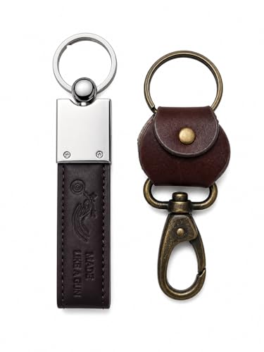 Image of Leather Strap Keychain, Embossed Logo Design, Durable Premium Key Ring for Bike Lovers & Gift Use