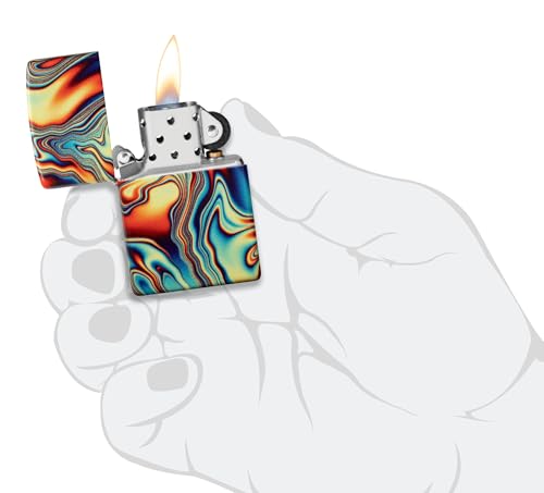 Zippo Sturmfeuerzeug - Colorful Swirl, 540° Glow-in-The-Dark - Nachfüllbar - Wiederverwendbar - Windfestes Design - Geschenkbox - Made in USA