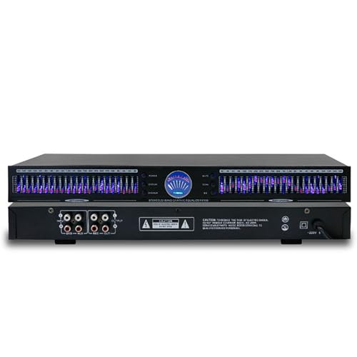 Ecualizador de audio gráfico de 22 bandas, con 10 efectos preestablecidos, canal dual en rack 1U, para estudio de grabación, con control remoto miniatura 1