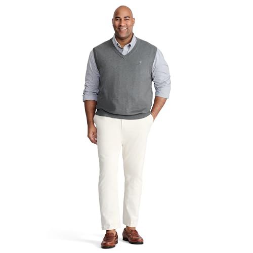 Image of Izod Men's Big and Tall Premium Essentials Solid V-Neck 12 Gauge Vest Pullover