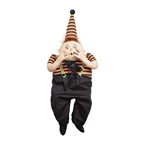 GALLERIE II Halloween Qwin Spooky Boy Folk Art Doll Collectible, Joe Spencer Gathered Traditions Home Indoor Living Room End Table Fireplace Mantle Decor Figures Figurines Black Cover