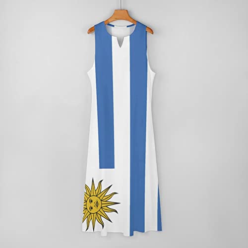 Image of TAIZIYEAH Long Dress Uruguay Flag Women's Summer Casual Loose Dress Long Dress Short Sleeve for Girls Fashion Skirts XL