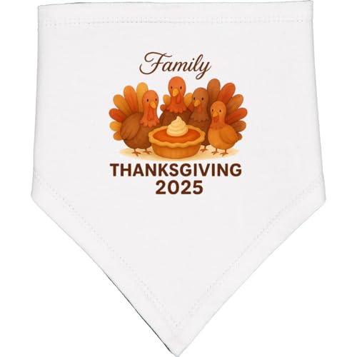 inktastic Family Thanksgiving 2025 Turkey Pie Illustration Baby Bandana Bib