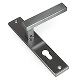 NAKA Drückergarnitur | Türbeschlag Innentüren | Türgriff | Zimmertür-Klinken | Türklinken | ONYX INOX Edelstahl Langschild (PZ)