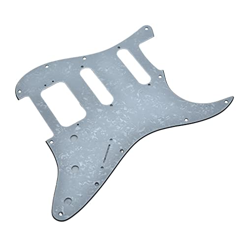 Image of Dopro 11-Hole Strat HSS Guitar Pickguard 3-Screw Humbucking Pickup Mount for American FD Stratocaster White Pearl