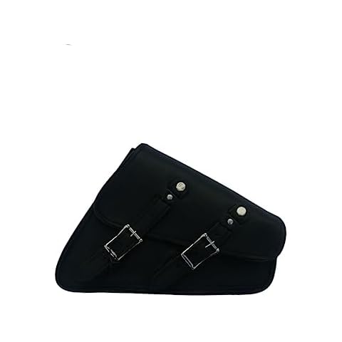 GARGOYLE BELLS Premium Naked Leather Swing Arm Bag For Motorcycle Left Side Solo Bags Saddle Bags For Softails Choppers (Style-2, Black) Cover