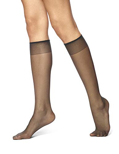 No Nonsense Sheer Toe Off Black Q Knee Highs, 2 ct