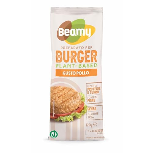 Beamy, Preparato per Burger e Polpette Plant-Based, Mix Vegetale Alternativo alla Carne, Senza Glutine e Conservanti, Gusto Pollo, 120 g