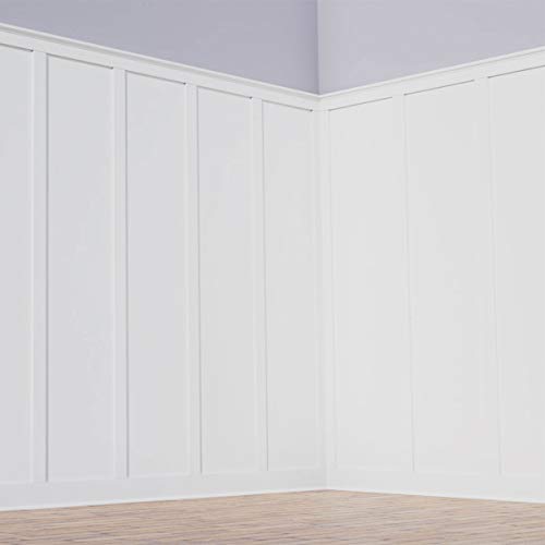 Ekena Millwork, WPKP104X04DS Deluxe Shaker, 8' Length PVC Wainscoting Kit, Heights up to 104" (20" Adjustable Wall Panels), White