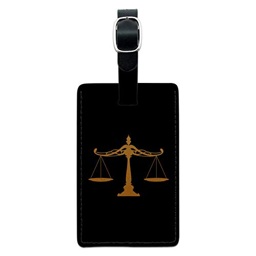Scales of Justice Legal Lawyer Rectangle Leather Luggage Card Carry-On ID Tag