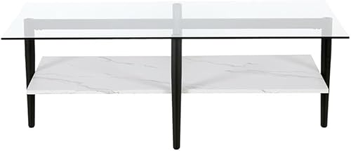 Miniatura 28 de Otto - Mesa de centro redonda de 36 pulgadas de ancho con estante MDF en latón/laca blanca Latón/blanco.,Oro/Nog,Bronce ennegrecido/mármol