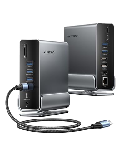 Vention 15-in-1 Laptop Docking Station Dual Monitor 360 Roatable Triple Monit...